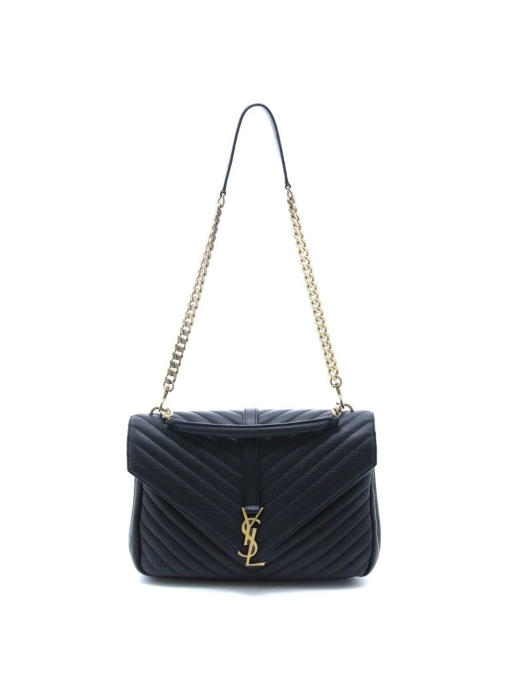 Saint Laurent Classic Monogram 2-Way Black Leather Shoulder Bag